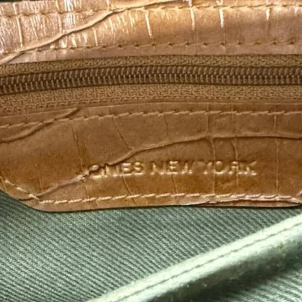 Jones New York Medium Tan Faux Alligator Shoulder Bag HandBag Pocketbook Credit - Picture 4 of 11
